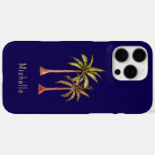 Tropische Strand Palmbomen Marine Blauw Eenvoudig Case-Mate iPhone Case (Achterkant (horizontaal))