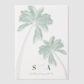 Tropische strand palmbomen minimalistisch groen vellum uitnodigingen (Voorkant)
