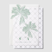 Tropische strand palmbomen minimalistisch groen vellum uitnodigingen (Offset (Uitnodiging))