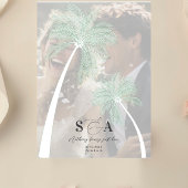 Tropische strand palmbomen minimalistisch vellum uitnodigingen