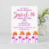 Tropische strand palmbomen zoet zestien kaart (Staand voorkant)