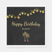 Tropische Strand Palmbomen Zwarte Verjaardag Party Servet (Voorkant)
