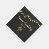 Tropische Strand Palmbomen Zwarte Verjaardag Party Servet (Hoek)