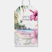 Tropische strand palmen bruiloft dank u gunst cadeaulabel (Voorkant)