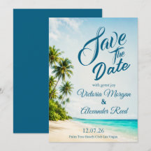 Tropische Strand Platte Save the Date Kaart