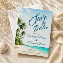Tropische Strand Platte Save the Date Kaart