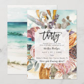 Tropische strand protea 30e verjaardag feest kaart (Voorkant / Achterkant)