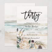 Tropische strand protea 30e verjaardag feest kaart (Voorkant / Achterkant)