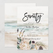 Tropische strand protea 70e verjaardag feest kaart (Voorkant / Achterkant)