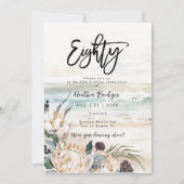 Tropische strand protea 80e verjaardag party invit kaart (Voorkant)