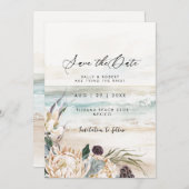 Tropische strand protea bloemenbewaar de datumkaar bedankkaart (Voorkant / Achterkant)