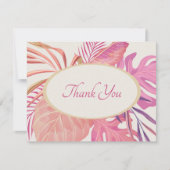 Tropische strand roze bruiloft bedankkaart (Voorkant)
