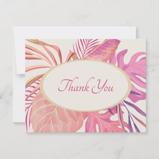 Tropische strand roze bruiloft bedankkaart (Voorkant)