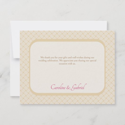 Tropische strand roze bruiloft bedankkaart (Achterkant)