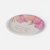 Tropische strand roze bruiloft papieren bordje (Gekanteld)