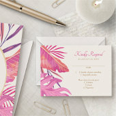 Tropische Strand Roze Huwelijk RSVP