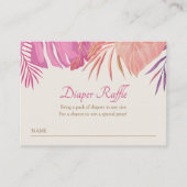 Tropische Strand Roze Luier Raffle Informatiekaartje (Voorkant)