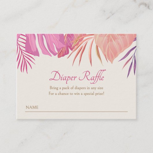 Tropische Strand Roze Luier Raffle Informatiekaartje (Voorkant)