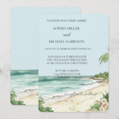 Tropische Strand Roze Orchidee Bloemen Huwelijk Kaart (Voorkant / Achterkant)