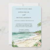 Tropische Strand Roze Orchidee Bloemen Huwelijk Kaart (Voorkant)