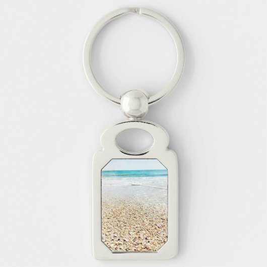 Tropische strand Sand Ocean Waves Sea Shells Flori Sleutelhanger (Voorkant)