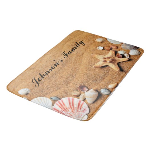 Tropische strand Sand Seashells Custom  Badmat (Gekanteld)