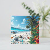 tropische strand scene | Blanco Kaart (Staand voorkant)