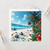 tropische strand scene | Blanco Kaart (Voorkant / Achterkant in situ)