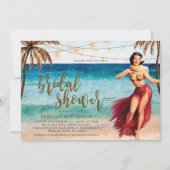 tropische strand scène bruids douche uitnodiging (Voorkant)