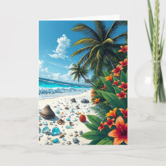 tropische strand scene | Gelukkige verjaardag Kaart