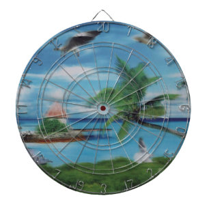Tropische strand scène kunstprint dartbord