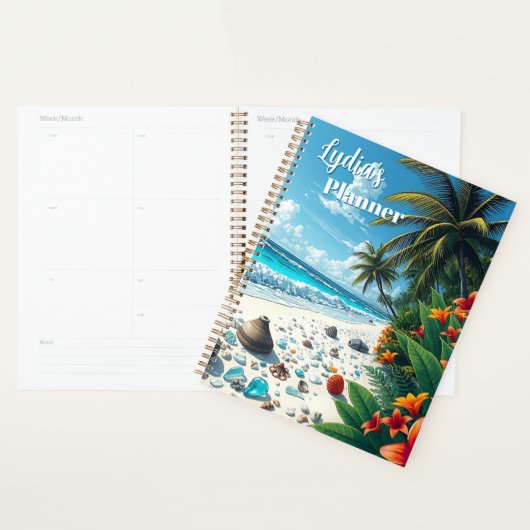 tropische strand scene kust gepersonaliseerd planner (Display)