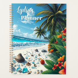 tropische strand scene kust gepersonaliseerd planner
