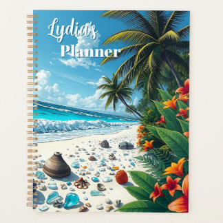 tropische strand scene kust gepersonaliseerd planner