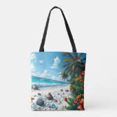  tropische strand scene kust gepersonaliseerd tote bag (Achterkant)