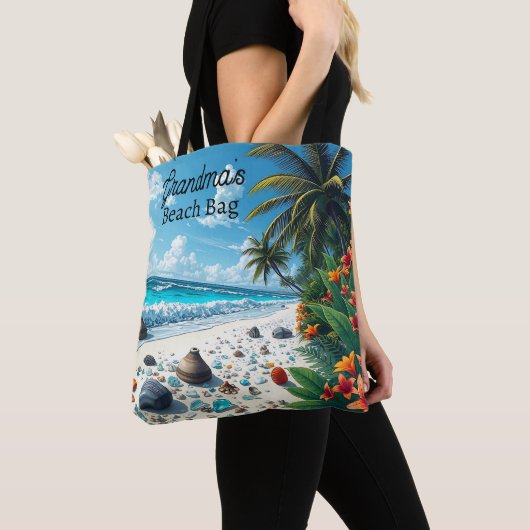  tropische strand scene kust gepersonaliseerd tote bag (Dichtbij)