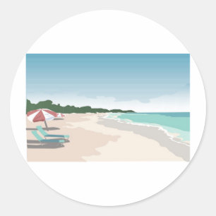 Tropische strand scene opnieuw instellen ronde sticker
