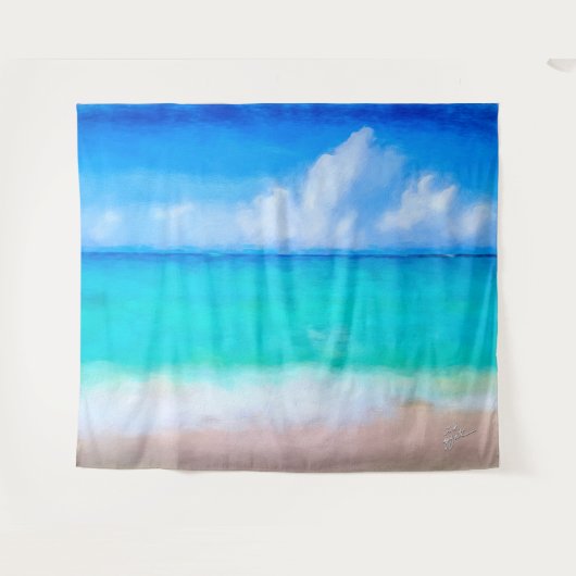 Tropische strand scene Zee en zand Waterverf Wandkleed (Voorkant (horizontaal))