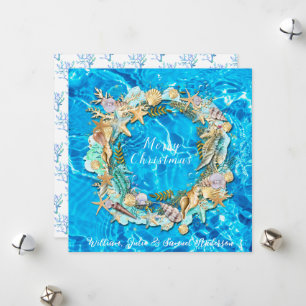 Tropische strand schelpen zeester sand dollar  feestdagenkaart