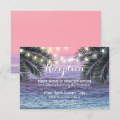Tropische strand slingerlichten huwelijksreceptie kaart (Voorkant / Achterkant)