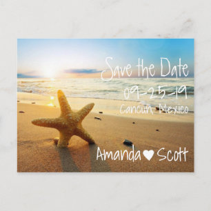 Tropische strand Sunset Starfish Save the Date Aankondigingskaart