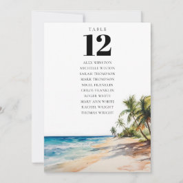 Tropische Strand Tafel Nummer Zitting Grafiek Kaart