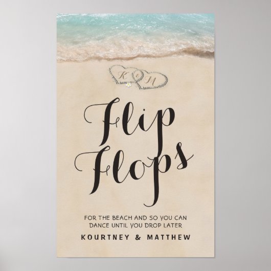 Tropische strand teenslippers bruiloft poster (Voorkant)