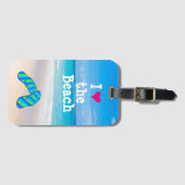 Tropische strand Teenslippers Ocean Sand Palm Fron Bagagelabel (Voorkant (horizontaal))