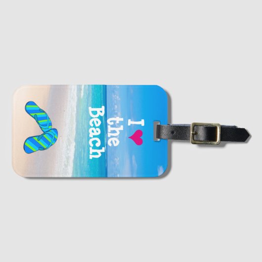 Tropische strand Teenslippers Ocean Sand Palm Fron Bagagelabel (Voorkant (horizontaal))