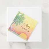 Tropische Strand Tekening Kerstmis in Juli Bedankjes Labels (In situ)