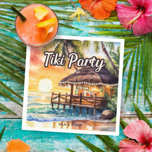 Tropische strand tiki feest cocktail servet