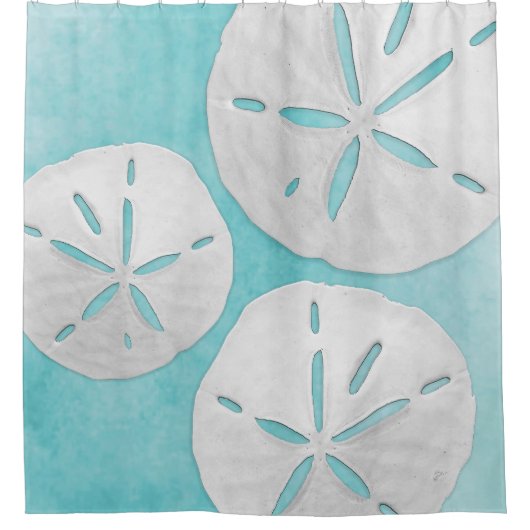 Tropische Strand Turquoise Witte Zand Dollar Kust Douchegordijn (Voorkant)