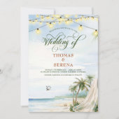 Tropische Strand Typografie Bestemming Bruiloft Kaart (Voorkant)