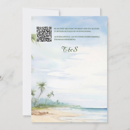 Tropische Strand Typografie Bestemming Bruiloft Kaart (Achterkant)